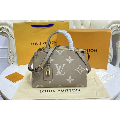 Louis Vuitton M58914 Petit Palais tote bag in Tourterelle Crème Monogram Empreinte Leather