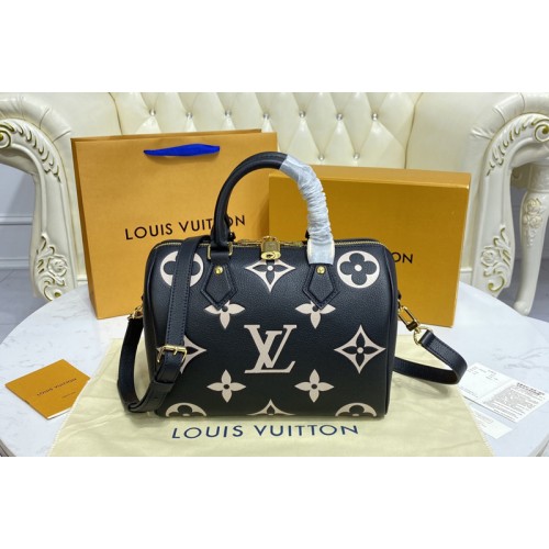 Louis Vuitton M58947 Speedy Bandoulière 25 handbag in Black   Beige Monogram Empreinte leather
