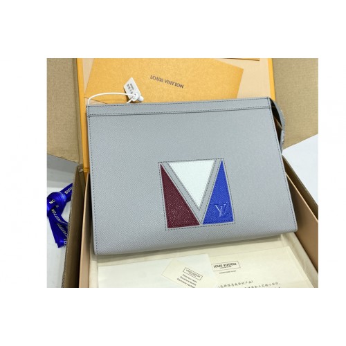 Louis Vuitton M59147 Pochette Voyage in Gray Taiga cowhide leather Louis Vuitton M59147 Pochette Voyage in Gray Taiga cowhide leather