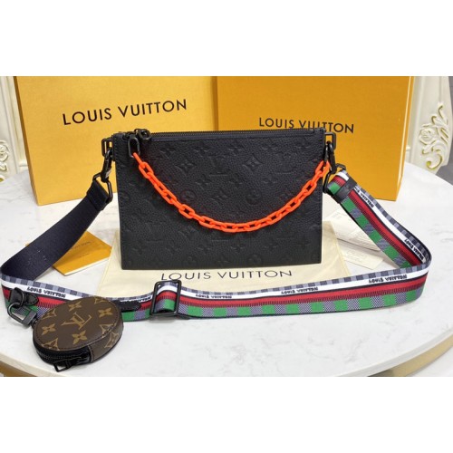 Louis Vuitton M59681 Trio Pouch bag in black Taurillon Monogram leather Louis Vuitton M59681 Trio Pouch bag in black Taurillon Monogram leather