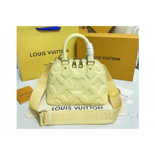 Louis Vuitton M59821 Alma BB handbag in Banana Yellow Quilted and embroidered smooth calf leather