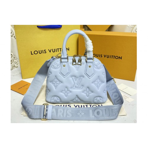 Louis Vuitton M59822 Alma BB handbag in Blue Quilted and embroidered smooth calf leather