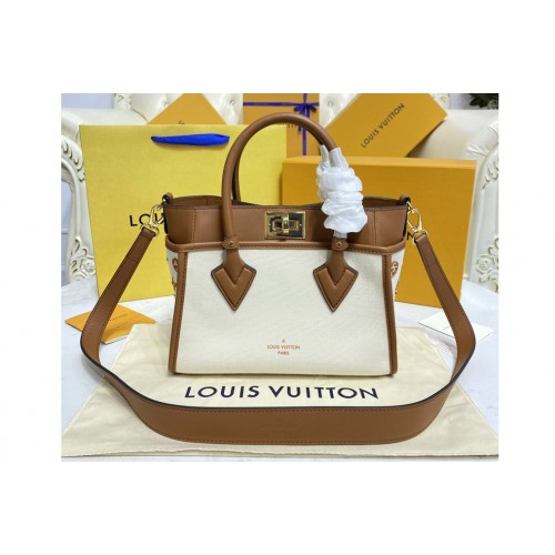 Louis Vuitton M59905 On My Side PM Tote Bag canvas with Brown smooth leather