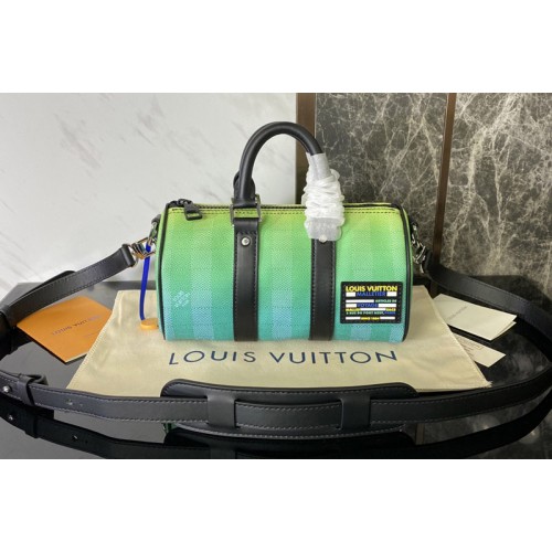 Louis Vuitton M59949 Keepall XS bag in gradient green Damier Stripes canvas