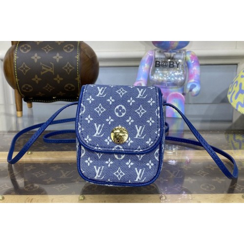 Louis Vuitton M60018 Pochette Cancun Shoulder Bag in Blue Monogram Denim Canvas Louis Vuitton M60018 Pochette Cancun Shoulder Bag in Blue Monogram Denim Canvas