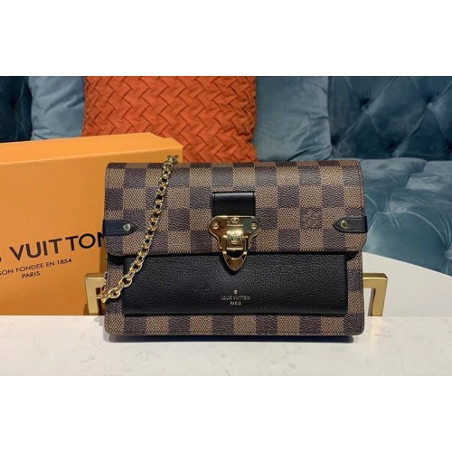 Louis Vuitton N60221 Vavin chain wallet Damier Ebene Canvas And Black Leather