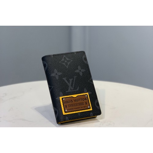 Louis Vuitton M61696 Pocket Organizer Wallet in Monogram Eclipse Canvas