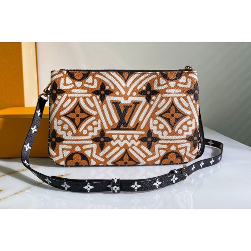 Louis Vuitton M69488 Crafty Double Zip Pochette Bag in Caramel Cream Monogram coated canvas Louis Vuitton M69488 Crafty Double Zip Pochette Bag in Caramel Cream Monogram coated canvas