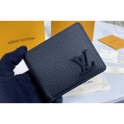 Louis Vuitton M69829 Aerogram Multiple wallet on Strap in Black grained calf leather