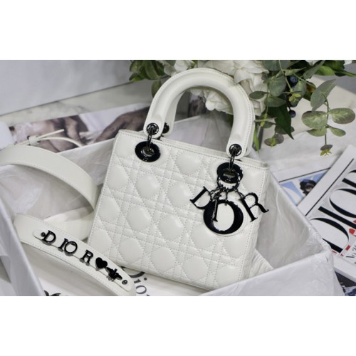 Christian Dior M0538 Small Lady Dior My ABCDior bag on White Cannage Lambskin