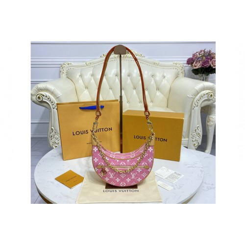 Louis Vuitton M81166 Loop baguette handbag in Pink Denim jacquard textile