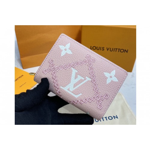 Louis Vuitton M81212 Clea wallet in Pink Monogram Empreinte embroidered