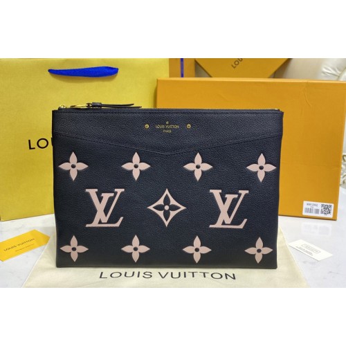 Louis Vuitton M81292 Daily Pouch in Black Beige Monogram Empreinte Leather Louis Vuitton M81292 Daily Pouch in Black Beige Monogram Empreinte Leather