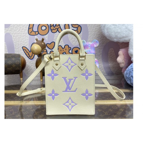 Louis Vuitton M81417 Petit Sac Plat Bag in White Purple Monogram Empreinte Leather Louis Vuitton M81417 Petit Sac Plat Bag in White Purple Monogram Empreinte Leather