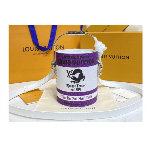 Louis Vuitton M81591 Paint Can Bag in Purple Coated canvas and cowhide leather Louis Vuitton M81591 Paint Can Bag in Purple Coated canvas and cowhide leather