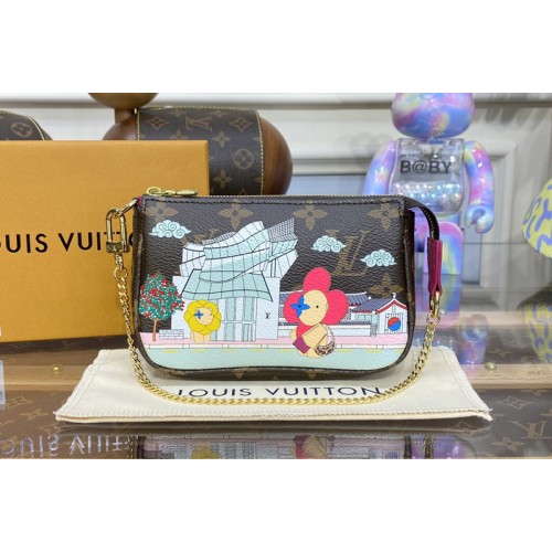 Louis Vuitton M81633 Mini Pochette Accessoires wallet in Monogram coated canvas With Fuchsia