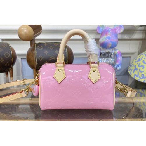Louis Vuitton M81879 Nano Speedy bag in Pink Monogram Vernis embossed patent calf leather Louis Vuitton M81879 Nano Speedy bag in Pink Monogram Vernis embossed patent calf leather