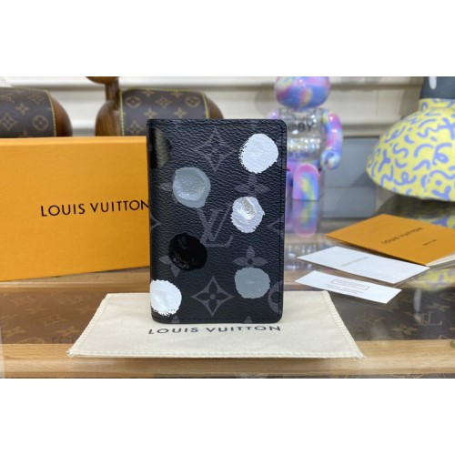 Louis Vuitton M81928 x YK Pocket Organizer Wallet in Monogram Eclipse coated canvas with 3D Painted Dots print Louis Vuitton M81928 x YK Pocket Organizer Wallet in Monogram Eclipse coated canvas with 3D Painted Dots print