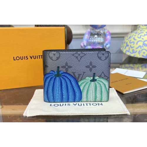 Louis Vuitton M81967 Slender Wallet in Monogram Eclipse Reverse coated canvas with colorful Pumpkin print Louis Vuitton M81967 Slender Wallet in Monogram Eclipse Reverse coated canvas with colorful Pumpkin print