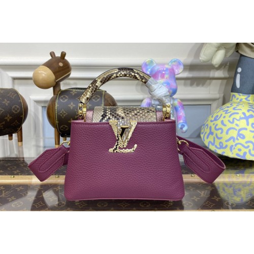Louis Vuitton N82067 Capucines Mini Bag in Purple Taurillon leather and python leather Louis Vuitton N82067 Capucines Mini Bag in Purple Taurillon leather and python leather