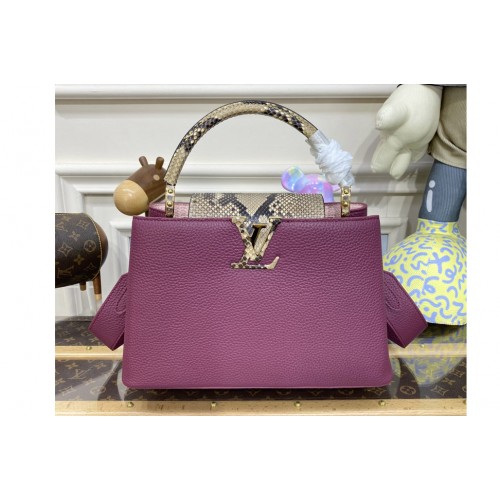 Louis Vuitton N82067 Capucines Mini Bag in Purple Taurillon leather and python leather Louis Vuitton N82067 Capucines Mini Bag in Purple Taurillon leather and python leather