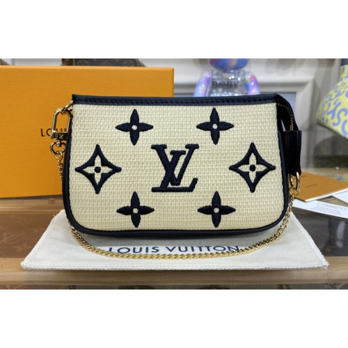 Louis Vuitton M82472 Mini Pochette Accessoires in Black Lotus cotton