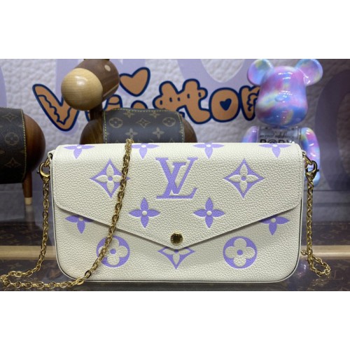 Louis Vuitton M83025 Felicie Pochette Bag in White Purple Monogram Empreinte leather