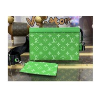 Louis Vuitton M83099 Gaston wearable wallet in Green Taiga cowhide leather and Monogram coated canvas Louis Vuitton M83099 Gaston wearable wallet in Green Taiga cowhide leather and Monogram coated canvas