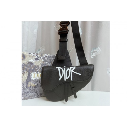 Christian Dior 1ADPO093 Dior Saddle bag in Black Calfskin Leather Christian Dior 1ADPO093 Dior Saddle bag in Black Calfskin Leather