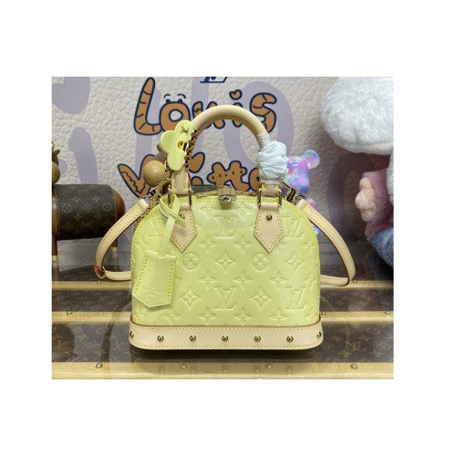 Louis Vuitton M24063 Alma BB Bag in Chic and Yellow shiny Monogram Vernis leather