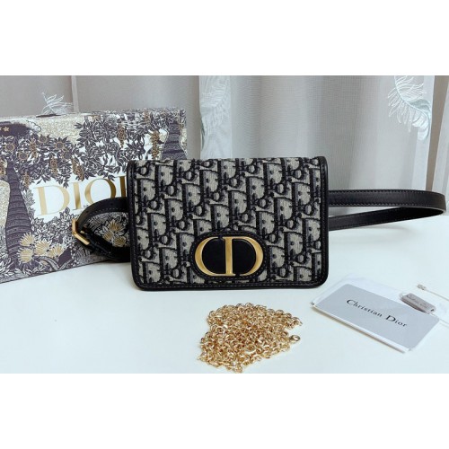 Christian Dior S2086 Dior 30 Montaigne 2-in-1 pouch in Blue Dior Oblique Jacquard