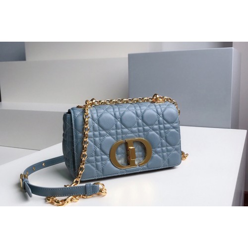 Christian Dior M9241 Small Dior Caro bag in Cloud Blue Soft Cannage Calfskin