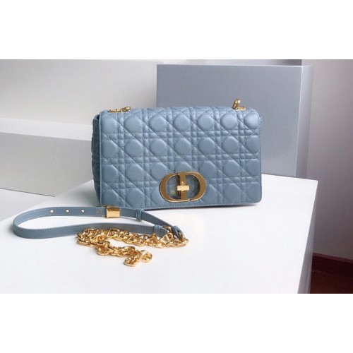 Christian Dior M9243 Large Dior Caro bag in Blue Soft Cannage Calfskin
