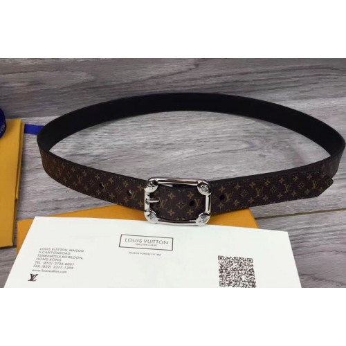 Louis Vuitton M9943U Malletier 25MM Womens Belt in Monogram Canvas With Silver Buckle