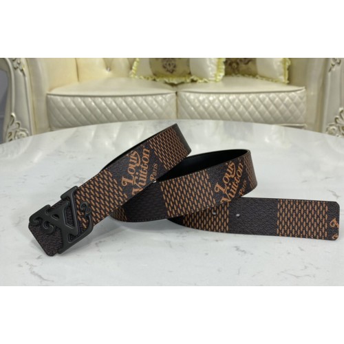 Louis Vuitton MP254V Squared 40mm reversible belt in Ebene Black With Black Buckle Louis Vuitton MP254V Squared 40mm reversible belt in Ebene Black With Black Buckle