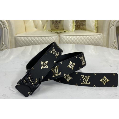 Louis Vuitton MP265V Shape 40mm Raffia reversible belt Gray Black With Black Buckle