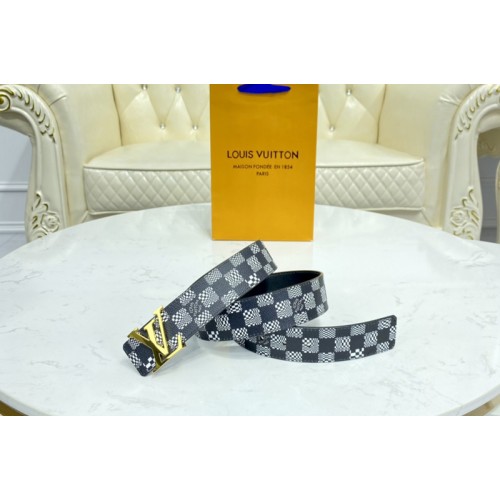 Louis Vuitton MP289V Anagram 40mm reversible belt in Black White Distorted Damier canvas With Gold Buckle