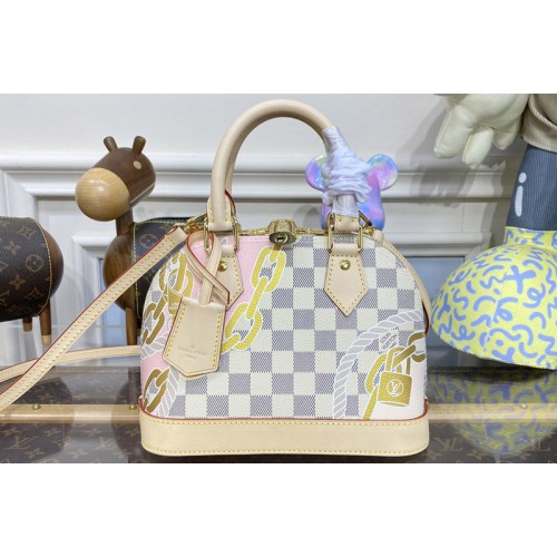 Louis Vuitton N40472 Alma BB handbag in Damier Azur coated canvas