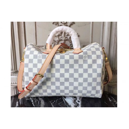 Louis Vuitton N41732 Speedy Bandouliere 35 Bag in Damier Azur Canvas Louis Vuitton N41732 Speedy Bandouliere 35 Bag in Damier Azur Canvas
