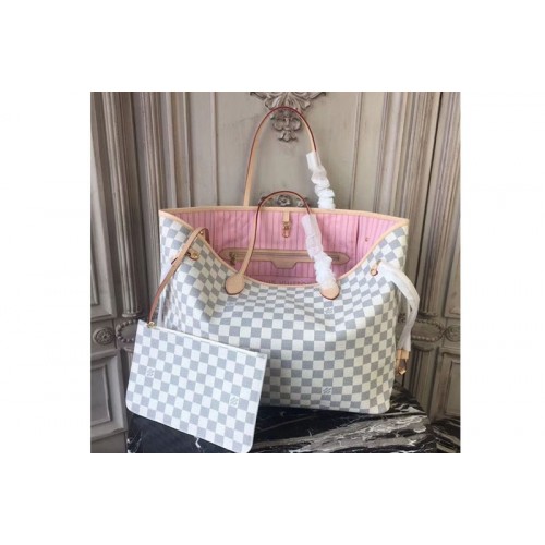 Louis Vuitton N41604 Neverfull GM Bag in Damier Azur Canvas With Pink Louis Vuitton N41604 Neverfull GM Bag in Damier Azur Canvas With Pink