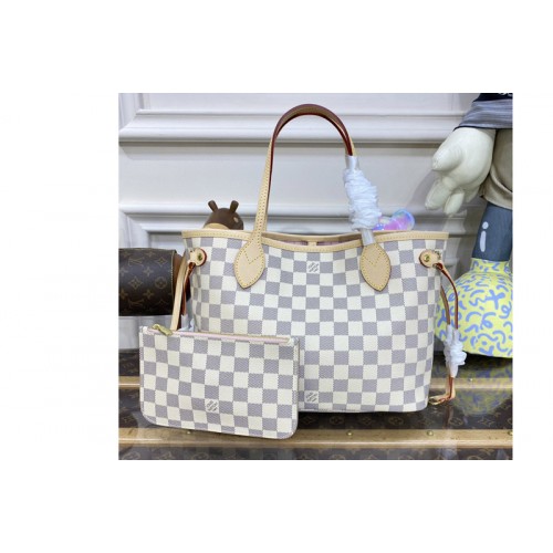 Louis Vuitton N41606 Neverfull PM Tote Bag in Damier Azur Canvas Louis Vuitton N41606 Neverfull PM Tote Bag in Damier Azur Canvas