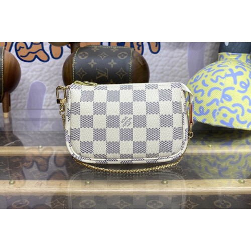 Louis Vuitton N58010 Mini Pochette Accessoires in Damier Azur Canvas Louis Vuitton N58010 Mini Pochette Accessoires in Damier Azur Canvas
