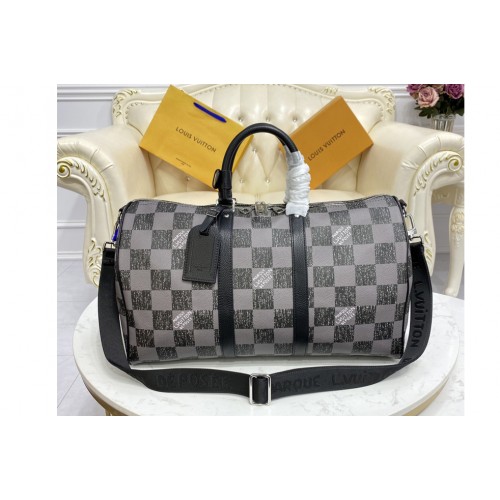 Louis Vuitton N80404 Keepall Bandoulière 45 bag in Graphite Cowhide leather