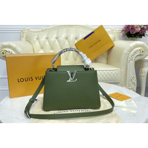 Louis Vuitton N93799 Capucines PM Bag in Taurillon Leather and Python trim Louis Vuitton N93799 Capucines PM Bag in Taurillon Leather and Python trim