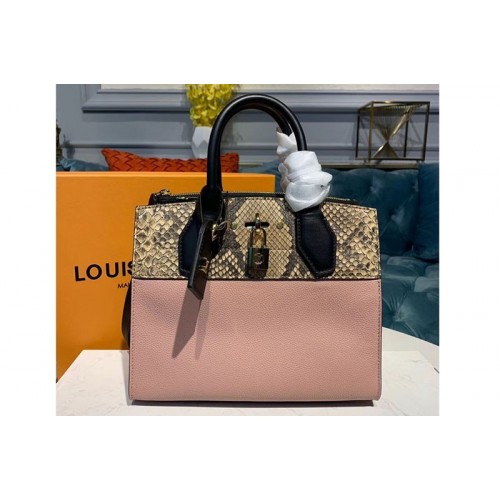 Louis Vuitton N96318 City Steamer Mini handbags Pink Grained calfskin and python leather Louis Vuitton N96318 City Steamer Mini handbags Pink Grained calfskin and python leather