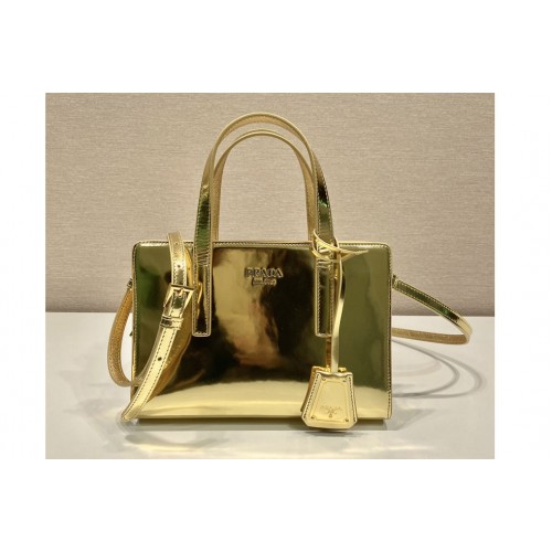 Prada 1BA357 Prada Re-Edition 1995 brushed-leather mini handbag in Gold Leather