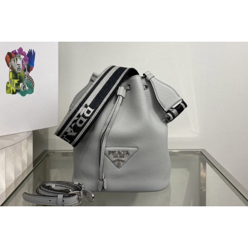Prada 1BE060 Leather bucket bag in Cornflower Leather