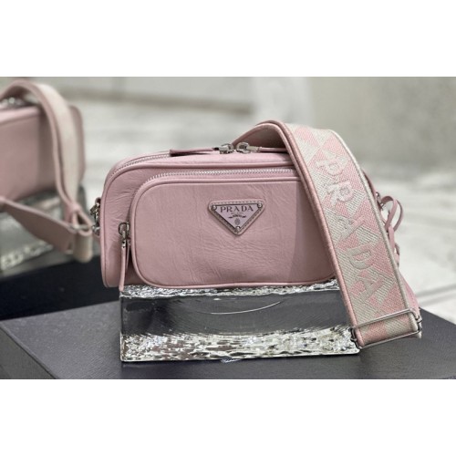 Prada 1BH198 Nappa antique leather multi-pocket shoulder bag in Pink Leather Prada 1BH198 Nappa antique leather multi-pocket shoulder bag in Pink Leather