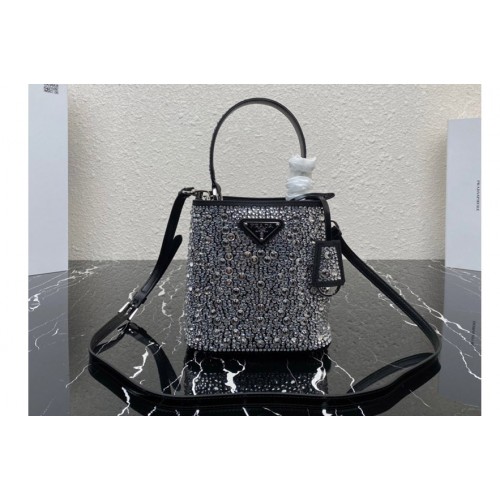Prada 1BA373 Prada Panier satin bag with crystals in Metal