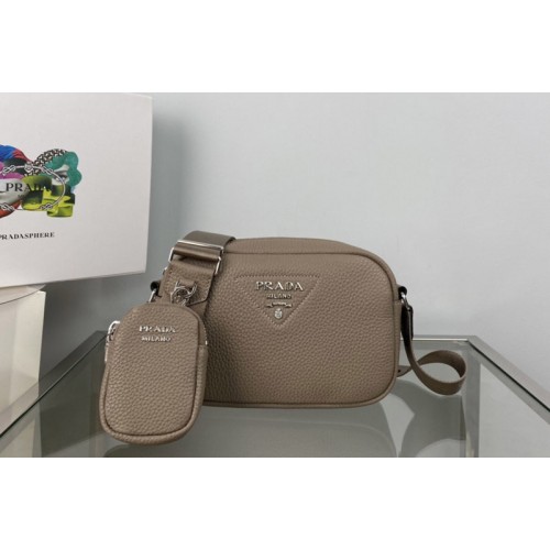 Prada 1BH182 Leather shoulder bag in Khaki Leather